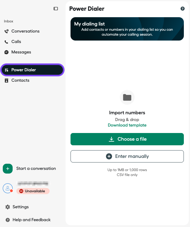 Image showing how to access Power Dialer from Aircall Workspace