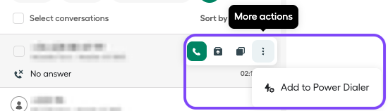 Image showing quick actions on Coversations view