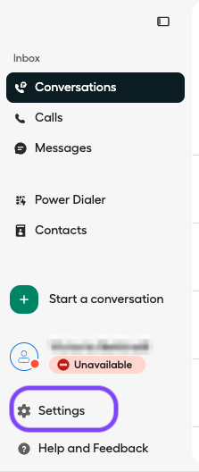 image showing where to find settings