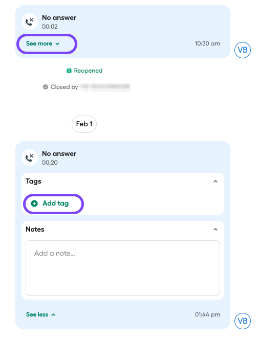 Image showing how to add tags from the call log